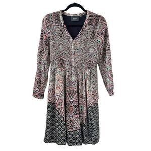 Anthropologie MAEVE Tiled Amethyst Dress Women's Size S Multicolor Smocked